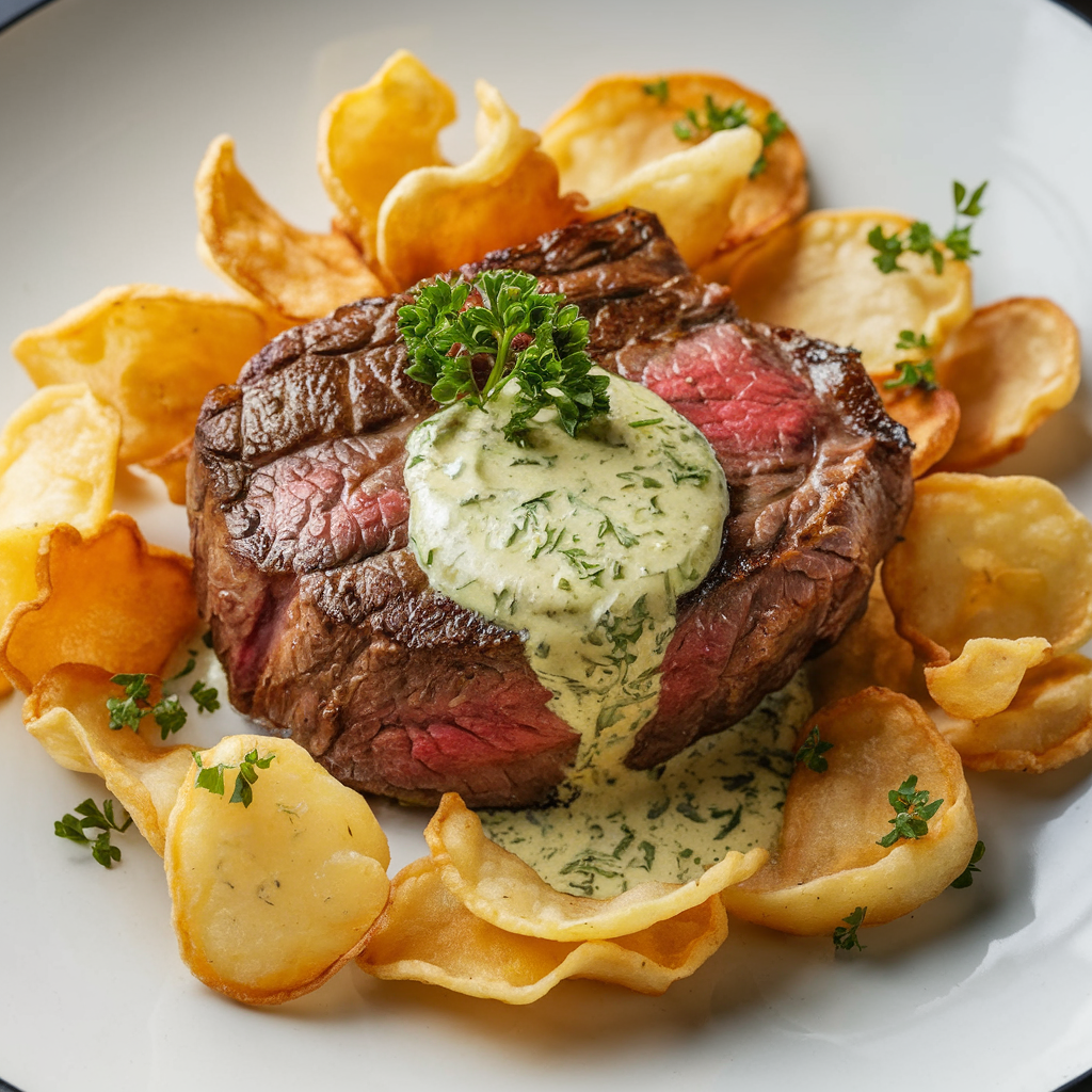 Indulge in this protein-packed Steak Frites recipe 🥩🍟! Juicy sirloin steak, crispy oven-baked chips, and herb butter make it an unbeatable dinner.