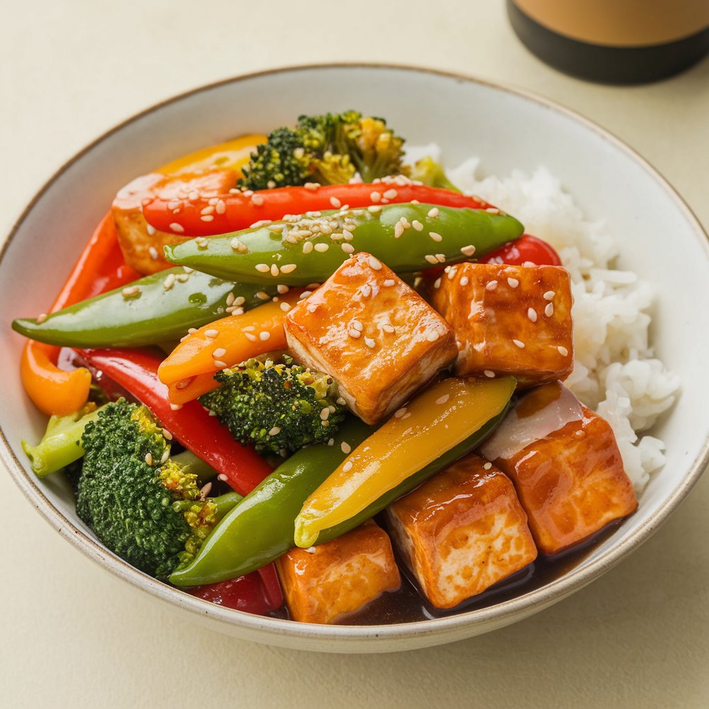Tofu Stir-Fry Fiesta 🌱: A quick and healthy protein-packed vegan recipe with tofu and vibrant veggies, perfect for weeknight dinners. Ready in just 25 minutes!